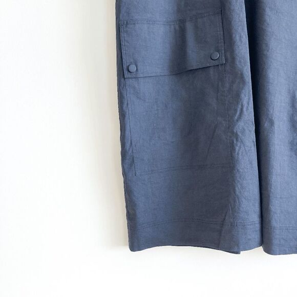 Theory Womens Utility Dress Short Sleeve Front Pockets Black Size 6 MISSING BELT - Picture 4 of 8